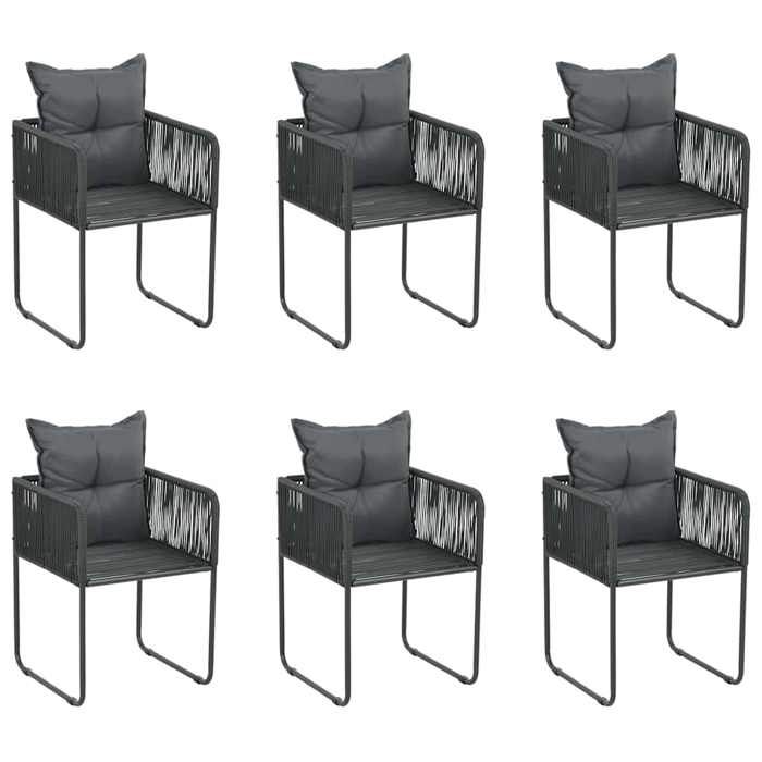 Maison Exclusive - Chaises d'extérieur lot de 6 avec oreillers Résine tressée Noir