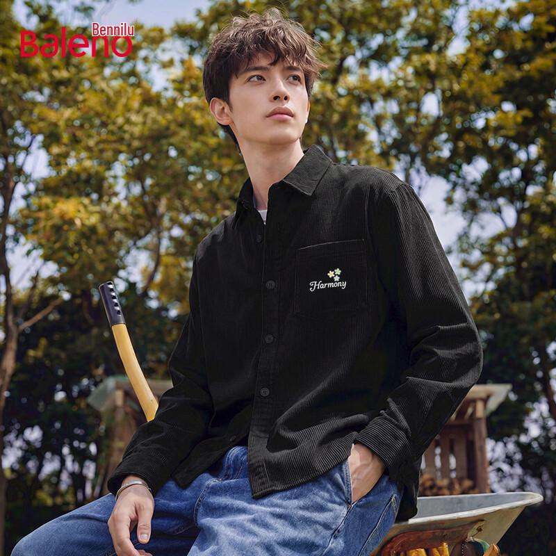 

Мужская весенняя рубашка Baleno свободного кроя с вельветовым принтом, с длинным рукавом XL