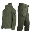 Męski Zestaw Kurtka Spodnie Softshell Taktyczny Outdoor Podszyty Fleece Wiatroszczelny Oddychający Sprzęt Turystyczny Wspinaczkowy Podróżny