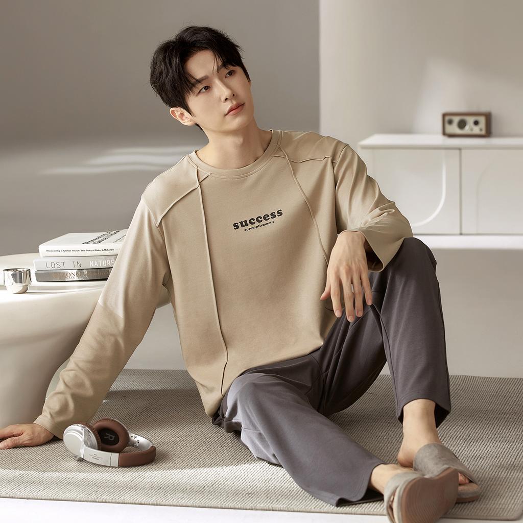 Pajamas Men'S Spring And Autumn Men'S Cotton Long Sleeve Men'S Autumn Cotton Homewear Casual Suit