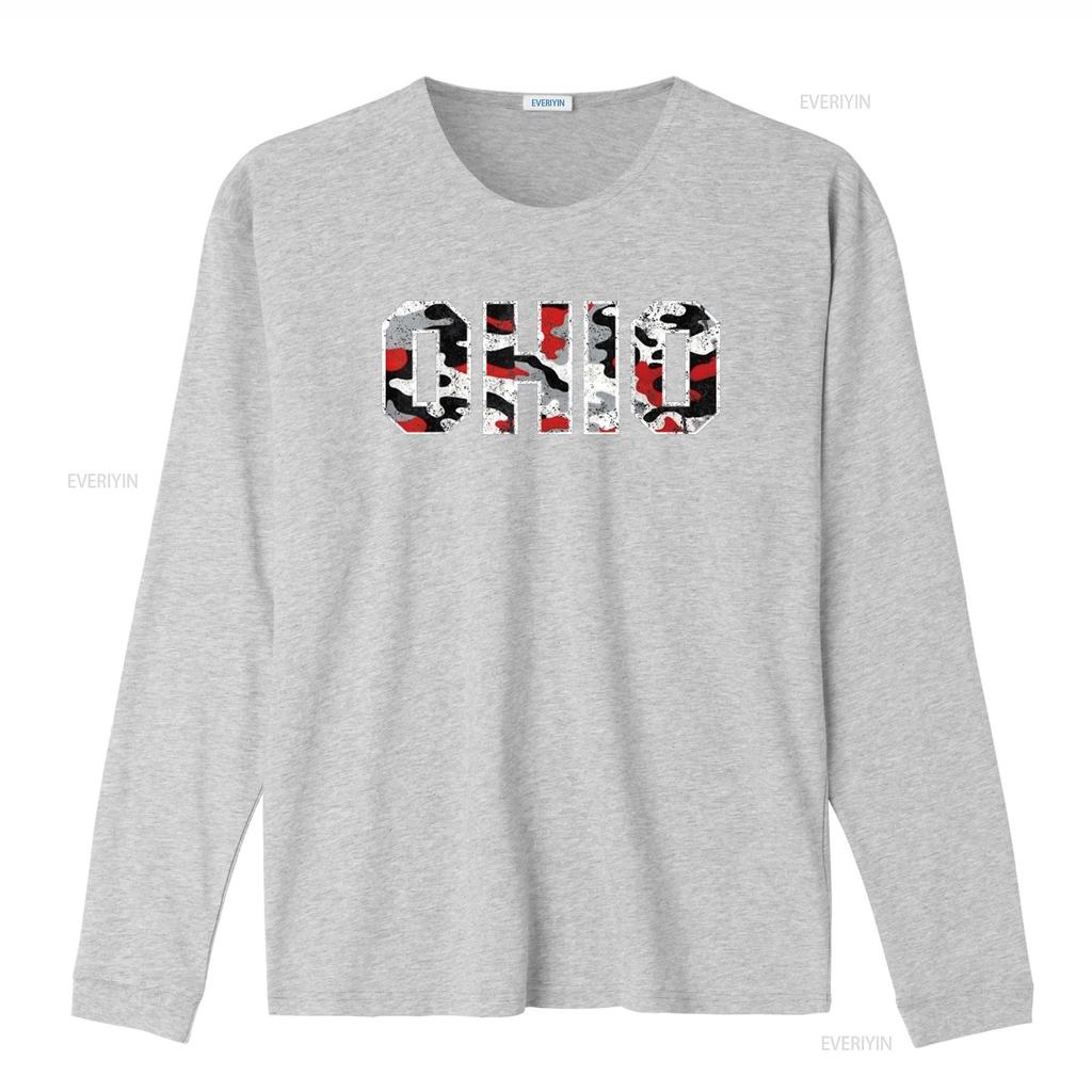 State Of Ohio Ohioan Trendy Distressed Camo Designs T Shirt Vintage Washed Stretched Streetwear Breathable Fashion