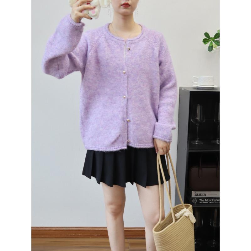 Loose and Gentle Wind Soft Waxy Knitted Cardigan Autumn and Winter New Love Buckle Temperament Sweater Jacket Women