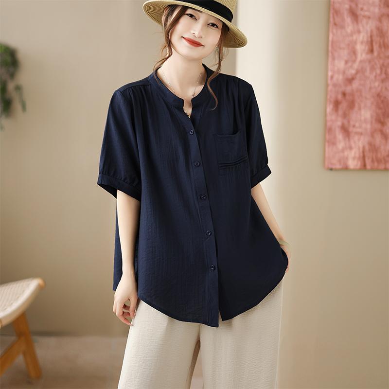 DIMANAF 2026 Plus Size Summer Women Blouse Shirts Casual Lady Tops Tunic Shirt Oversize Loose Tees Cotton