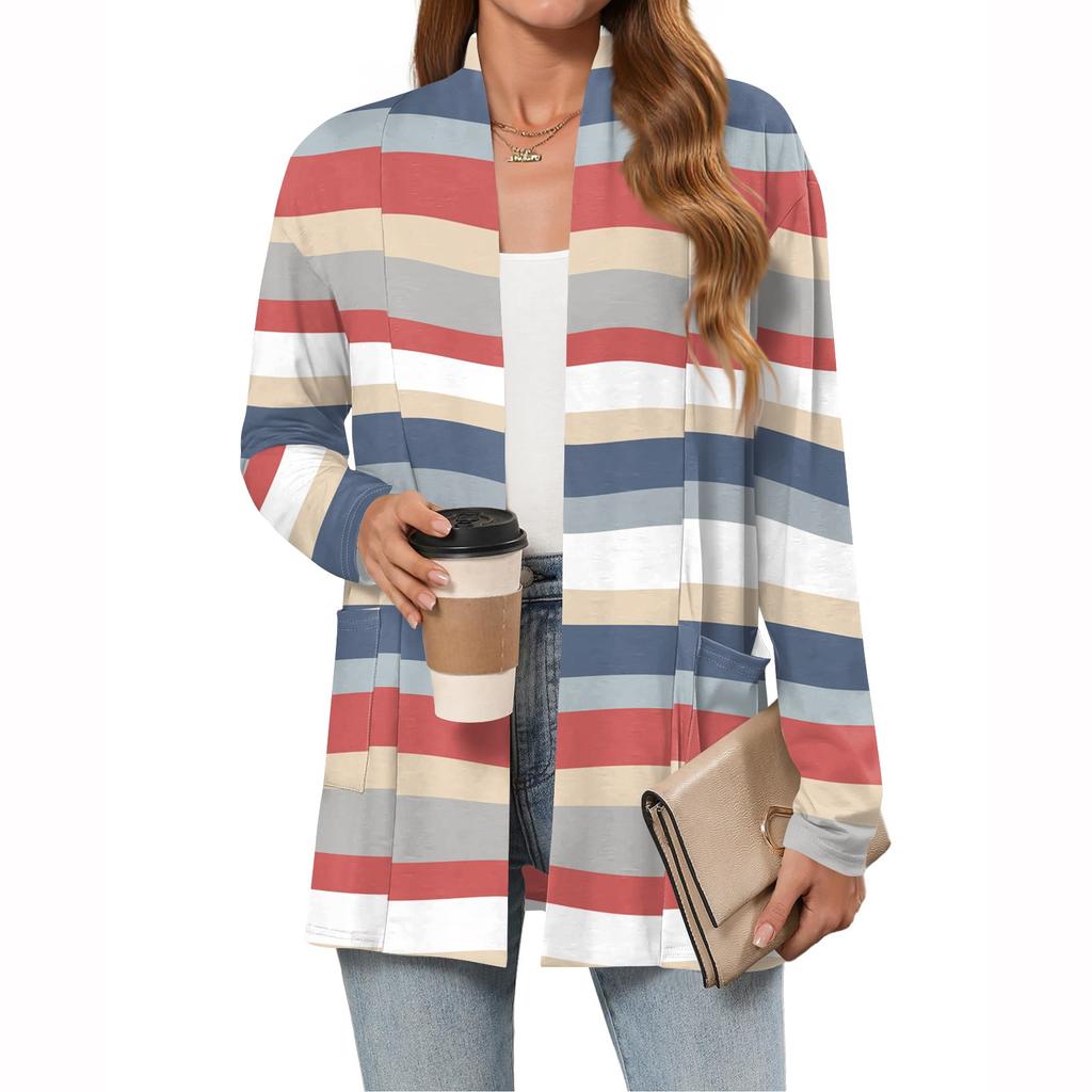 Women's Lightweight Cardigan Sweaters Open Front Long Sleeve Casual Loose Thin Cardigans With Pockets