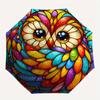 1pc Stained Glass Owl Compact Travel Umbrella, Automatic Folding Lightweight Windproof 8-Bone Reinforced Design,012148