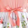Girls' Butterfly Print Color Block Sleeveless Ruffle Dress with Belt