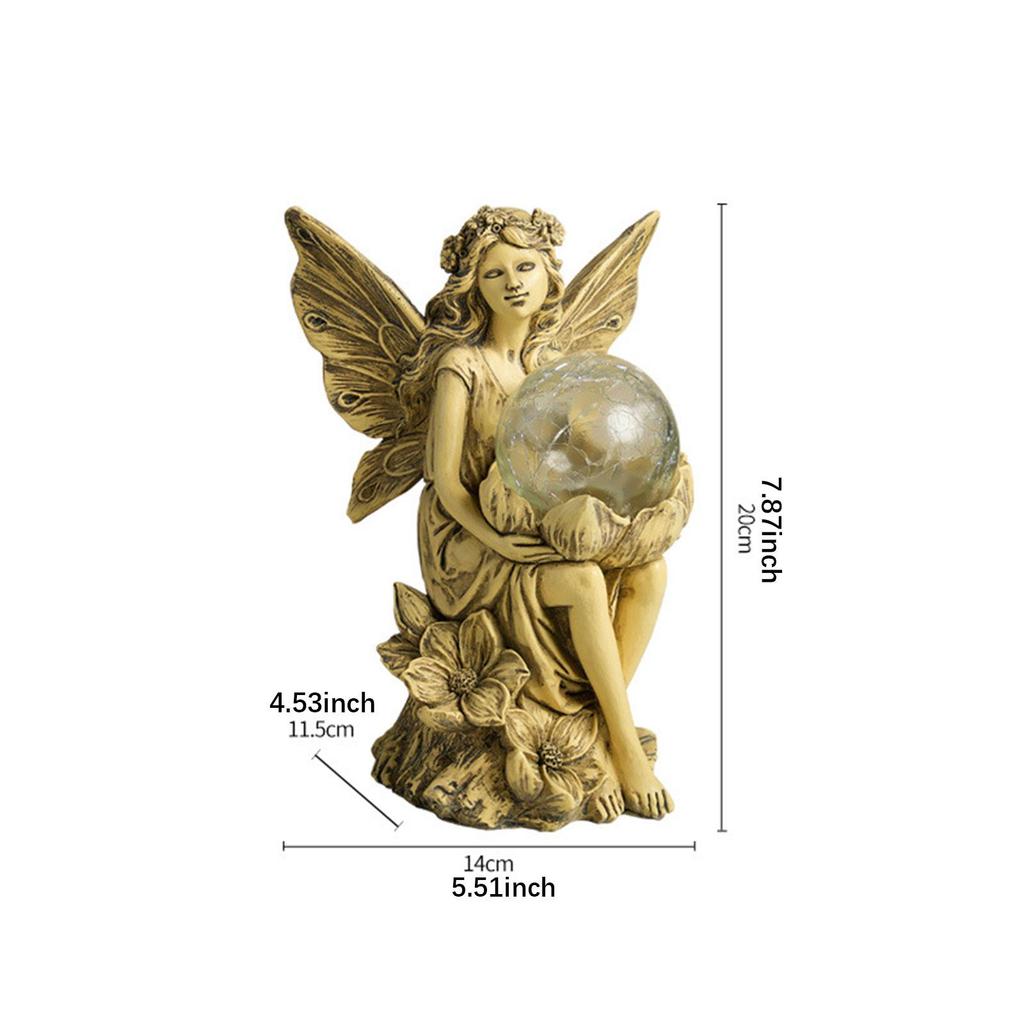 Solar Lamp Fairy Statue Resin Crafts Landscape Lights Decorative Garden Figurine Light for Patio Flowerpot Lawn Pathway Walkway
