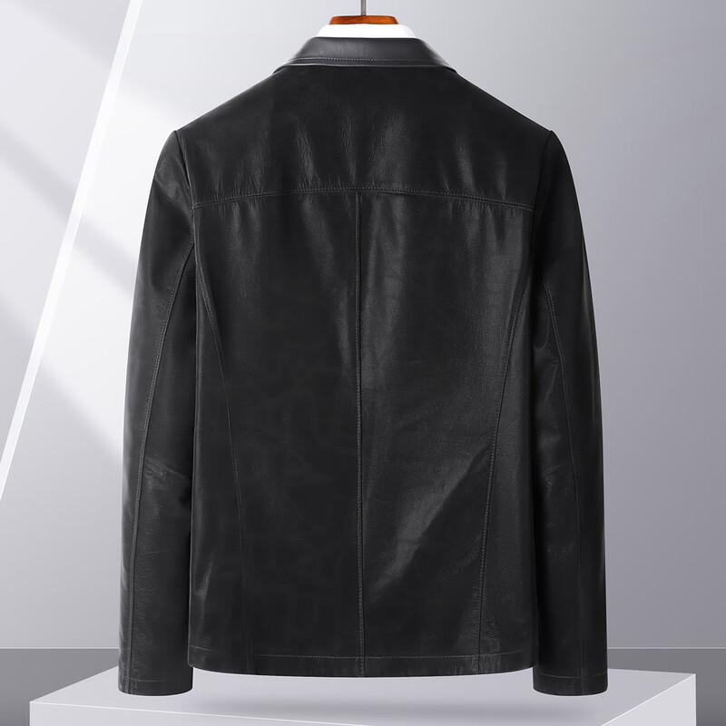 Futing Men's Premium Sheepskin Lapel Leather Jacket
