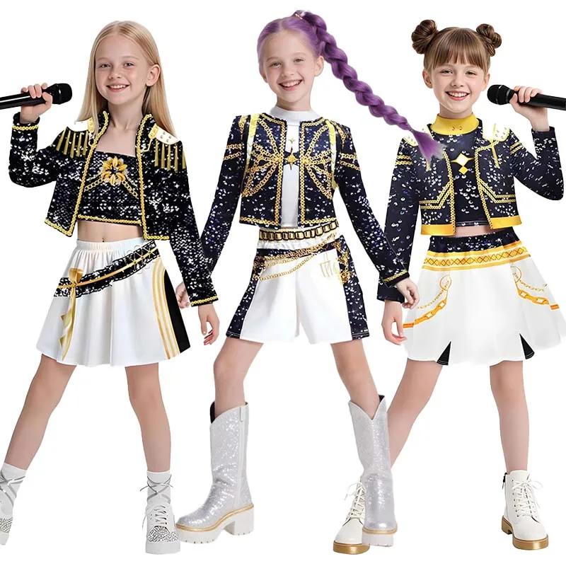 Anime Demon Rumi Zoey Mira Singer Costumes for Girls Hunters Stage Performance Outfits Halloween Kpop Cosplay Uniform Wig Set