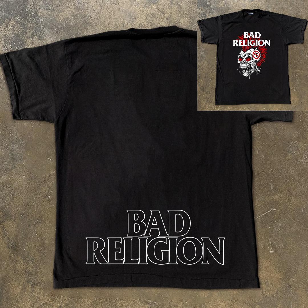 BAD RELIGION Retro Punk Rock Short Sleeve Shirt  Cult Band Oversized Heavyweight Cotton TShirt S