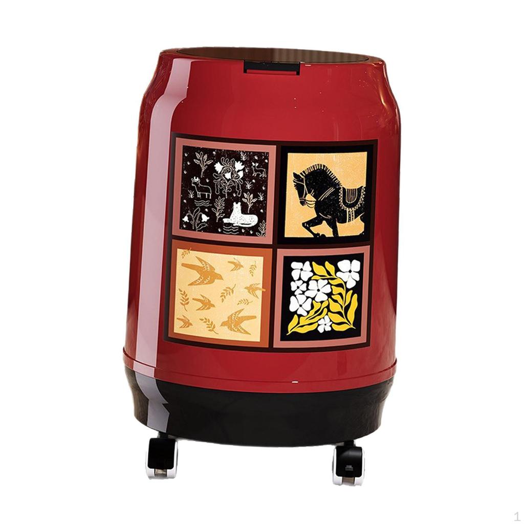 Decorative Large Capacity Trash Can with Universal Wheels for Kitchen, Vanity, Garage, RV.