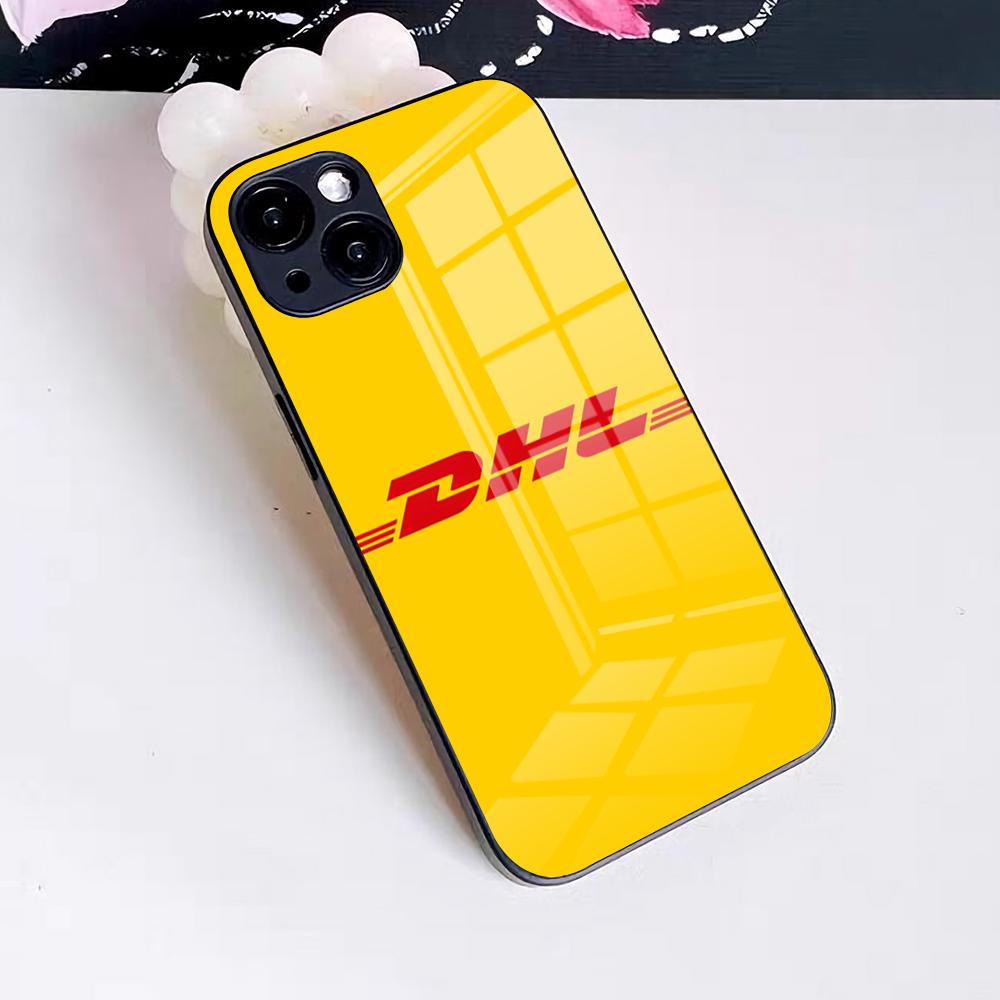 

Fashion INS D-DHL Logo Phone Case For IPhone 17 Pro Max 16 15 14 Pro Max 13 11 X Xs Xr 8 7Plus Glass Cover iPhone 12 Pro