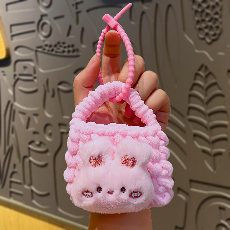 

Плюсова в язана сумка ручної роботи, лялька-брелок у вигляді мультяшної панди, креативний гаманець для монет, чохол для навушників, підвіска та подарунок pink