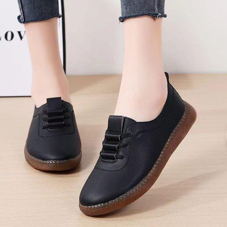 

Cow tendon sole soft leather soft sole mother shoes 2025 spring new single shoes one pedal small leather shoes comfortable and versatile women s shoes 35 чорний