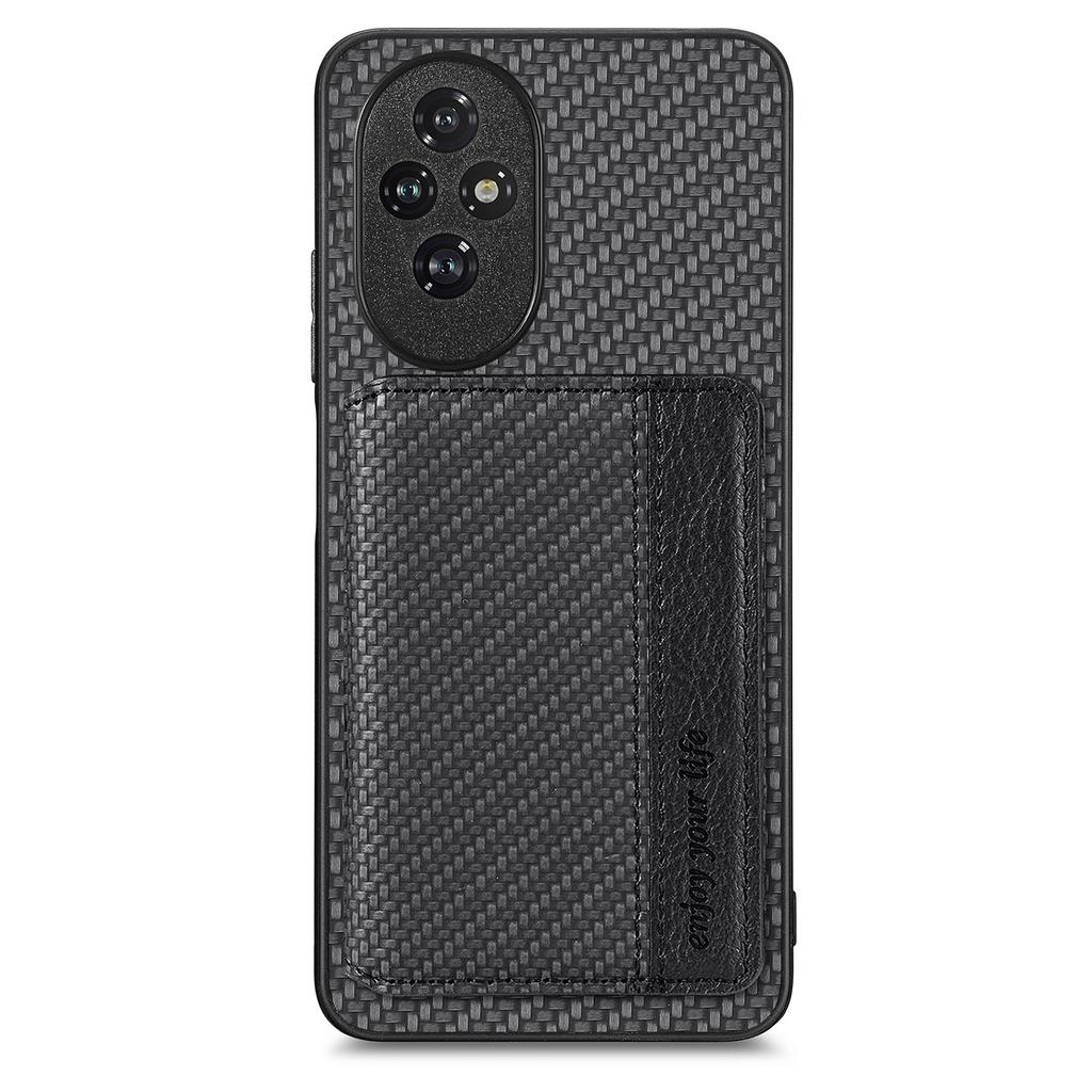 C1-02 For Honor 200 5G Case Card Holder Carbon Fiber Leather+PC+TPU Phone Cover