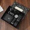Premium Men's Souvenir Gift Set Custom Logo Leather Wallet Belt Watch Sunglasses 4-Piece Valentine Birthday Luxury Box