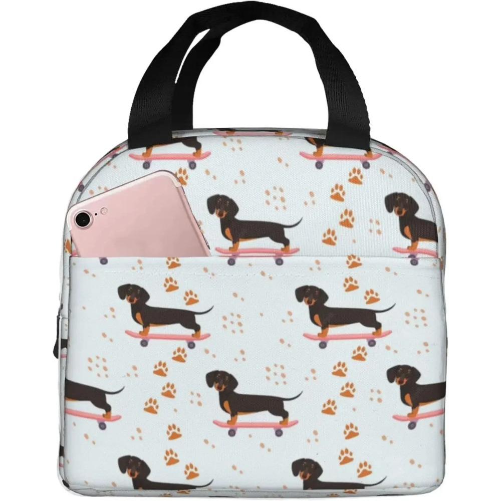 Xmas Cute Dachshund Dog Lover Animal Lunch Bag Small for Men Women Kids Outdoor Picnic Work School Lunch Box Bag Insulated Gift