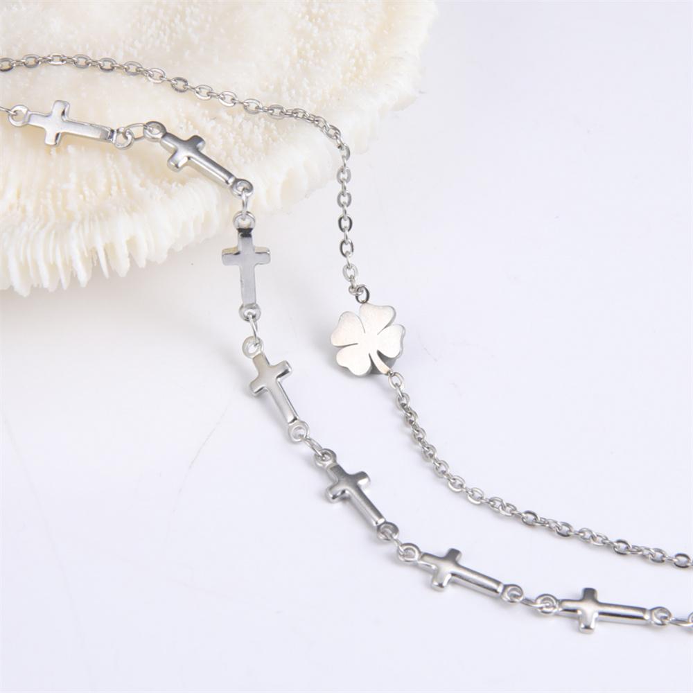 Stainless Steel Four Leaf Clover Bracelet Classic Fashion Style Bracelet for Women Double Chain Jewelry Wedding Party Gifts