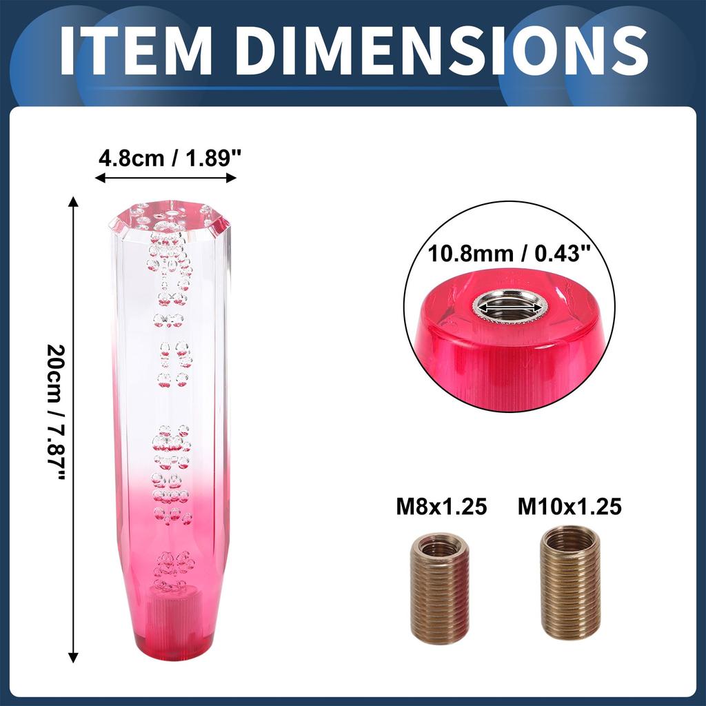 INFINAUTO Universal Car Shift Knob for Automatic and Manual Clear Pink with 2 1 Set Vehicles, Acrylic, Adapters,