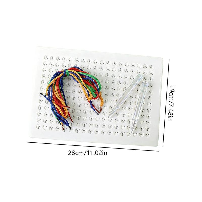 Handmade Kids DIY Threading Board Threading Toy Colorful String Rope Puzzle Toys Diy Stitch Grid Drawing with Pens Stitch Grid