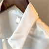 Frühling Herbst Revers Satin Blusen Solide Weiß Langarm Shirt Damen Büro Bluse Fashion Top
