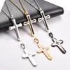 Stylish Stainless Steel Double Cross Pendant Necklace for Women Men Religious Faith Prayer Charms Chain Metal Jewelry Accessory
