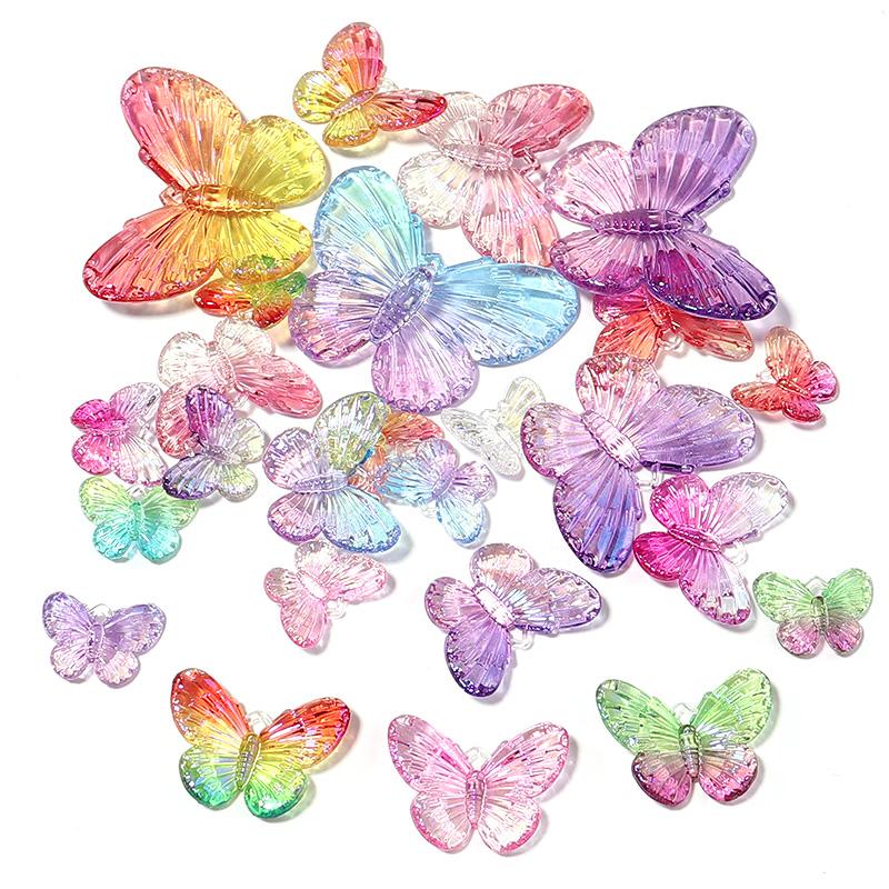 10-40pcs/lot Butterfly Acrylic Beads Gradient Color Loose Beads For Jewelry Making DIY Phone Case Handmade Gifts Accessories