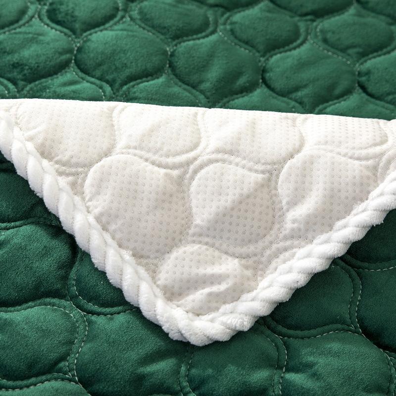 Winter Dark Green Solid Color Plush Lace Skirt Sofa Cushion Modern Simple Living Room Combination Sofa Cushion Cover