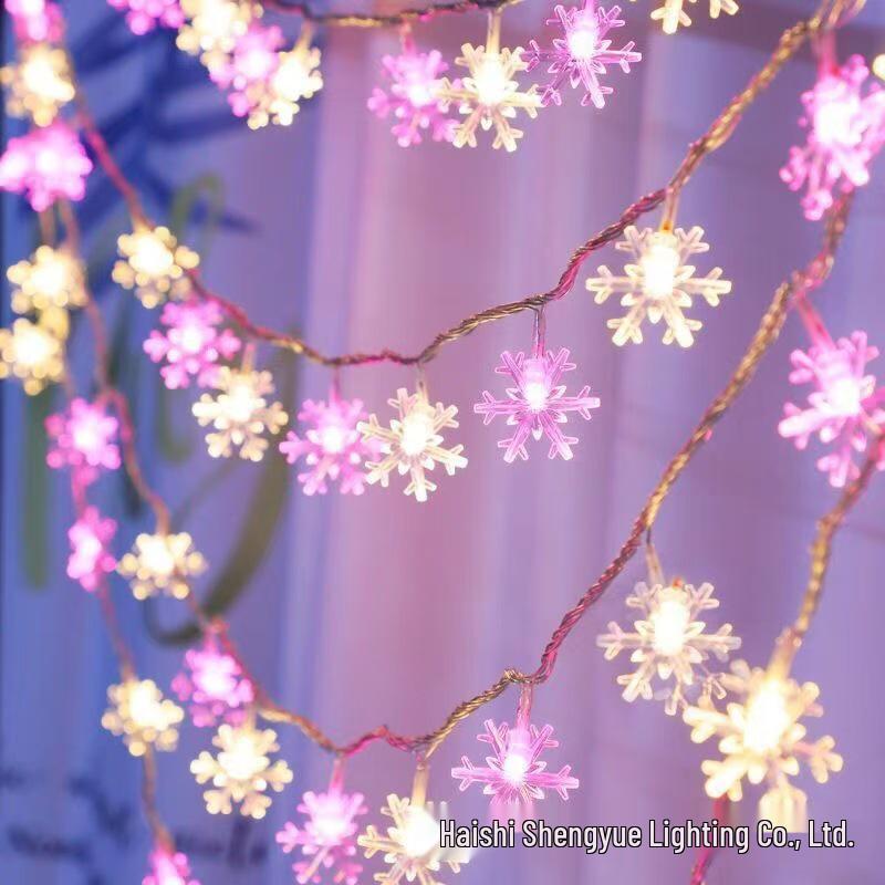 

LED Christmas Snowflake String Lights - Festive Decorative Holiday Atmosphere Lighting 1.5m 10 Lights Battery 2-Section Steady