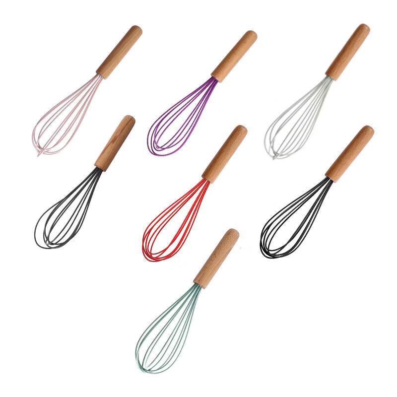 Silicone & Wood Whisk Set