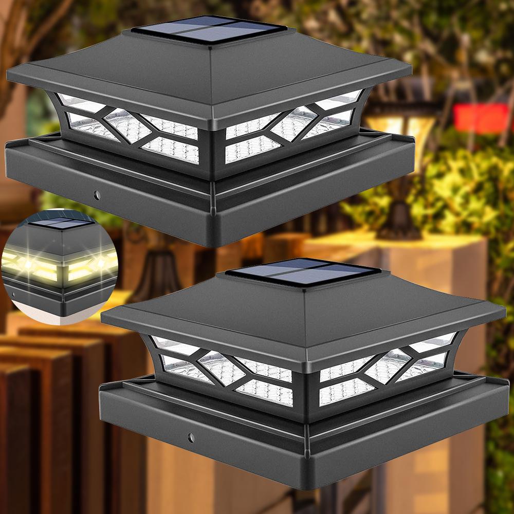 2PCS Solar LED Post Lights Portable Bright Fence Post Cap Light Decoration Stigma Lamp for Outdoor Garden Porch Patio Yard