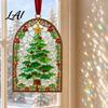 Holiday Fireplace Decor Christmas Sea Glass Suncatcher Stained Style Acrylic Window Hanging Ornament Cute Suncatcher Tree/Snowman/Gingerbread