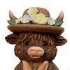 Easter Cow Figurine Farmhouse Decor Creative Sculpture Gnome Holding Bunny for Tiered