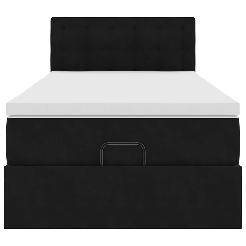 Ottoman Bed with Mattress Black 80x200 cm Velvet