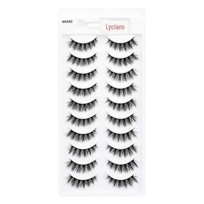 10 Pairs 4A042#3D Multi-Layered Black Stem Thai False Eyelashes for Light, Messy, Cross-Style European and American Stage Makeup