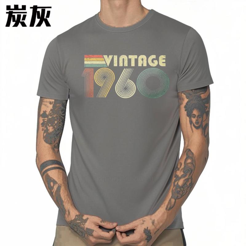 Fashion summer Men t shirt Vintage 1960 Retro Design Pattern Short Sleeve Adult O Neck Tee shirt men cotton tshirt fashion tops