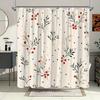 Cherry & Polka Dot Shower Curtain, Machine Washable Polyester, Waterproof, 12 Hooks, Ripplefold Top, All-Season Bath Decor