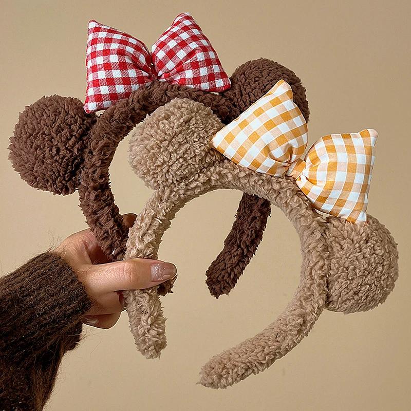 2025 Bowknot Little Bear Ear HairBand Female Winter Cute Cartoon Face Wash Hair Band HairHoop Korean Girl Hair Grotto Headband