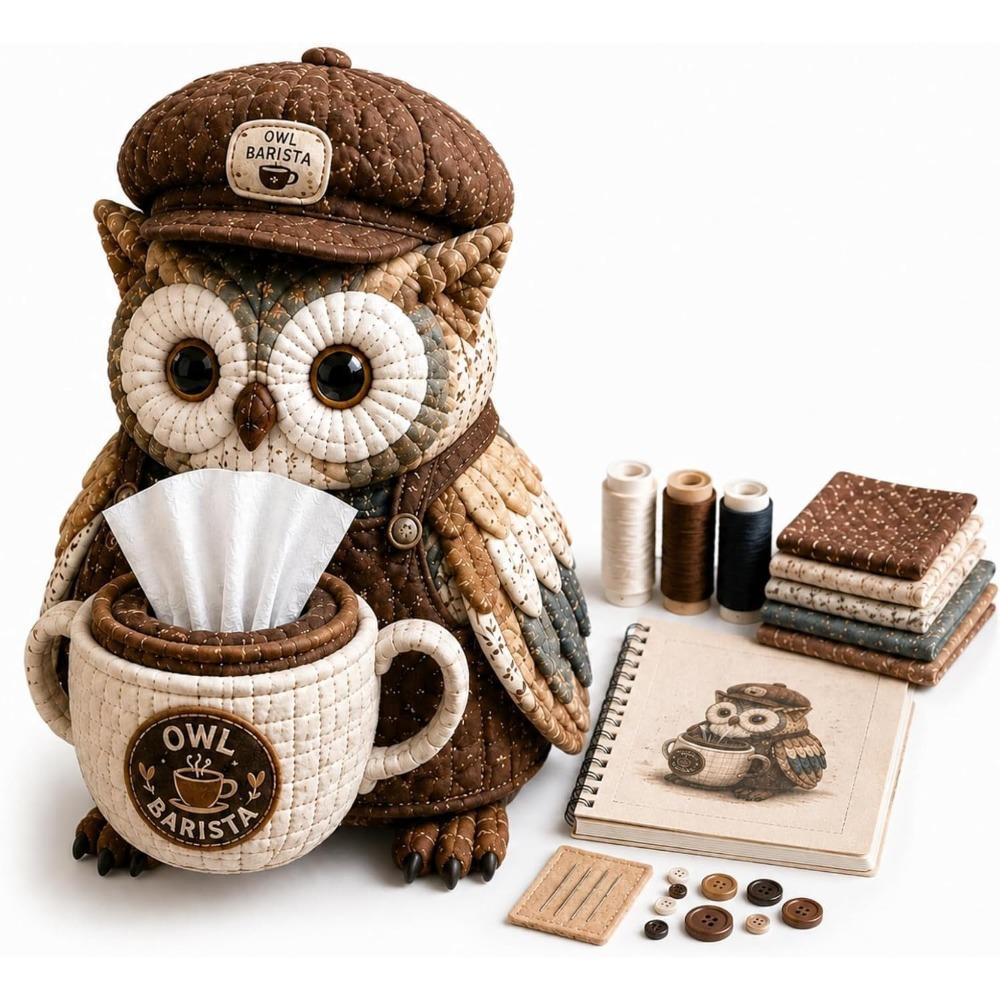 Quilted Quilted Tissue Box Owl Shape Patchwork Animal Kit New DIY Sewing Kit Craft Project