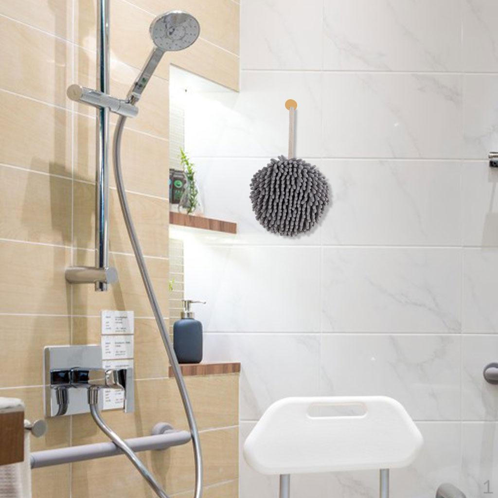 Hand Towel Ball Bacterial Growth Skin-Friendly Wipe Hands Absorbent Hanging Sponge Washcloths D-Gray