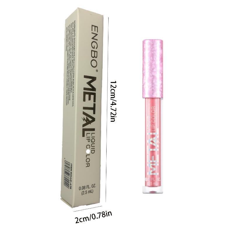 Metallic Liquid Lipstick Lip Gloss with Shimmer Non-Stick Cup Lip Lacquer Makeup