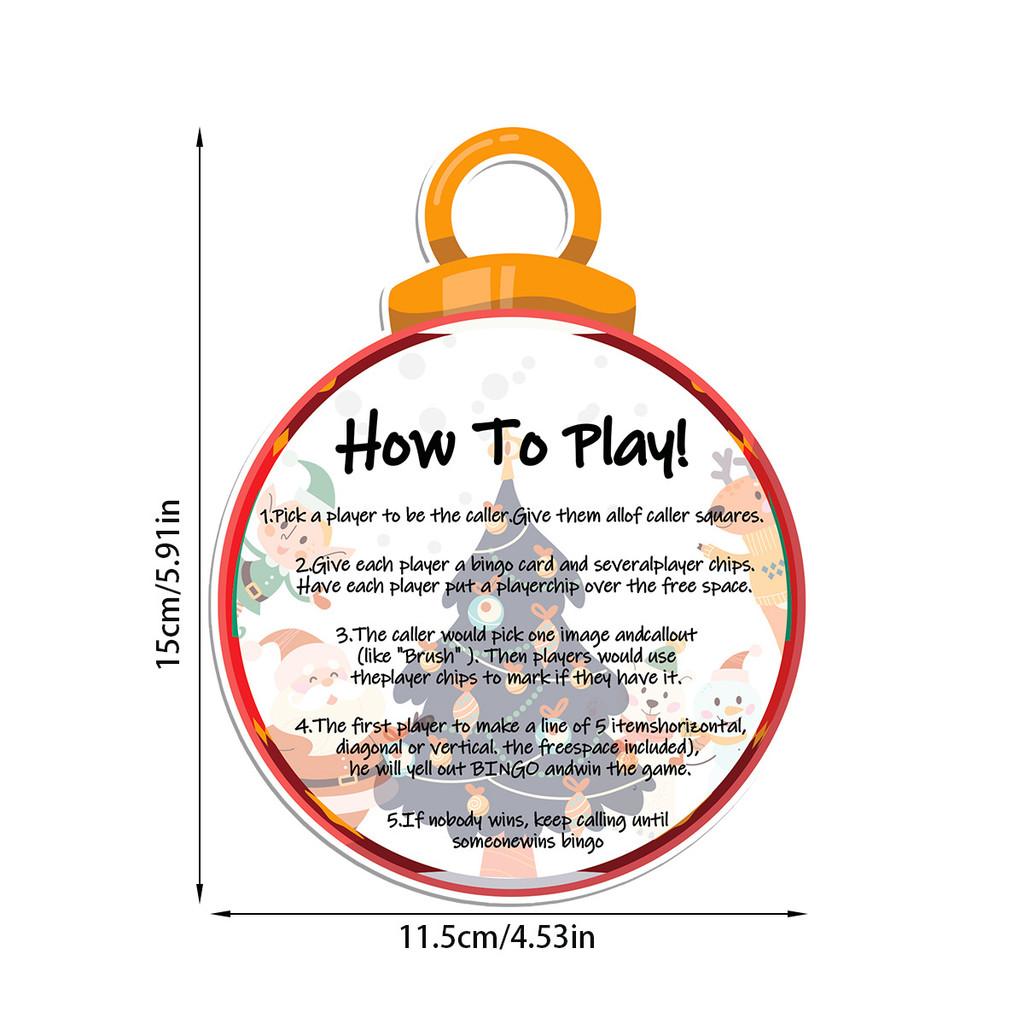 Bingo Christmas Theme Game Santa Snowman Paper Cards Set Family Holiday Fun Play