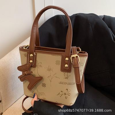 Portable Bucket Bag 2025 New Korean Fashion Printed One-shoulder Crossbody Bag High-end Trendy Casual Women's Bag