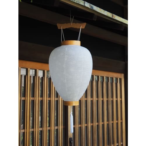 Urushi Product Gifu Paper Lantern, Bon Festival Lantern, Gosho Paper Lantern, LED Candle, Battery-Lighted, Cordless, 48cm Tall X 28cm Diameter, White,