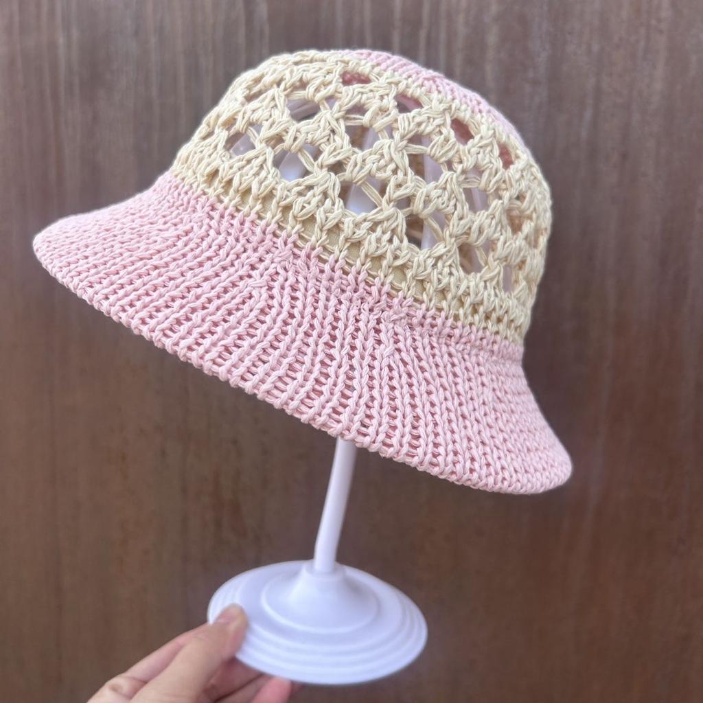 Sommer Strohhut Bucket Hohl Atmungsaktiv Fischerhut Sonnenschutz Modischer Gewebter Sonnenhut Modischer Fischerhut