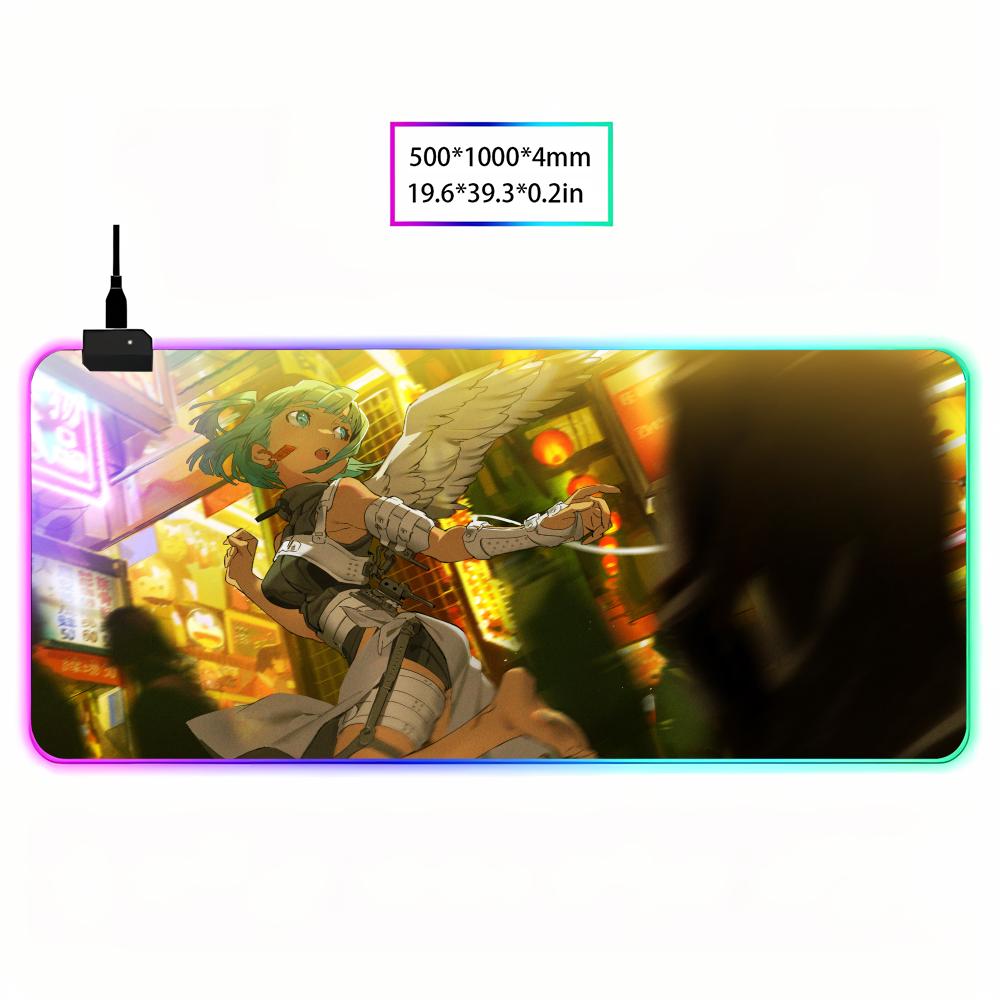 Art Yoneyama Mai Mouse Pad RGB Gaming Mouse Pad HD Gamer Large LED Light XXL MousePads PC Computer Pad Non-slip
