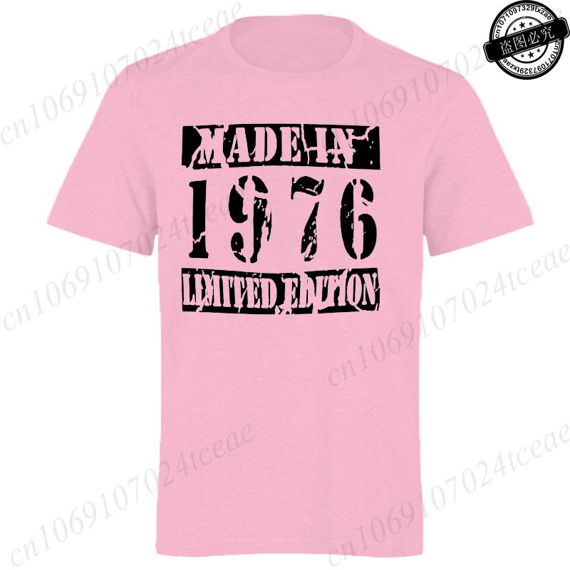 Made In 1976 Limited Mens TShirt 50th Birthday Print TShirt Casual Short Sleeve Tees Birthday Gift for 50th Party Male Shirts
