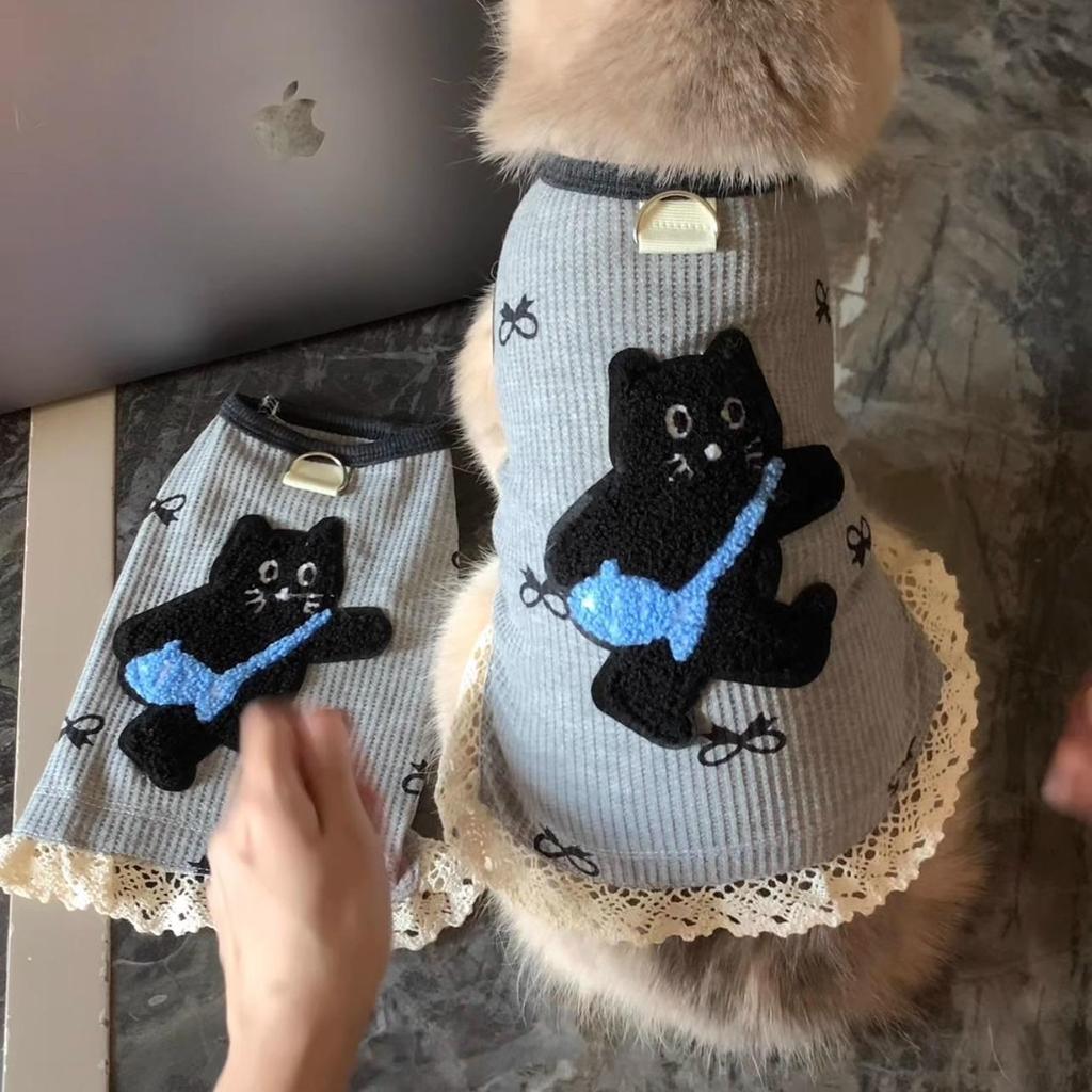 Trendy Lace Patchwork Gold Gradient Vest for Cats & Small Dogs