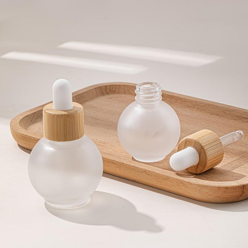 20/30Ml Ball-Shape Dropper Glass Bottle Spherical Refill Wood Cap Massage Oils Serum Aromatherapy Liquid For Pipette
