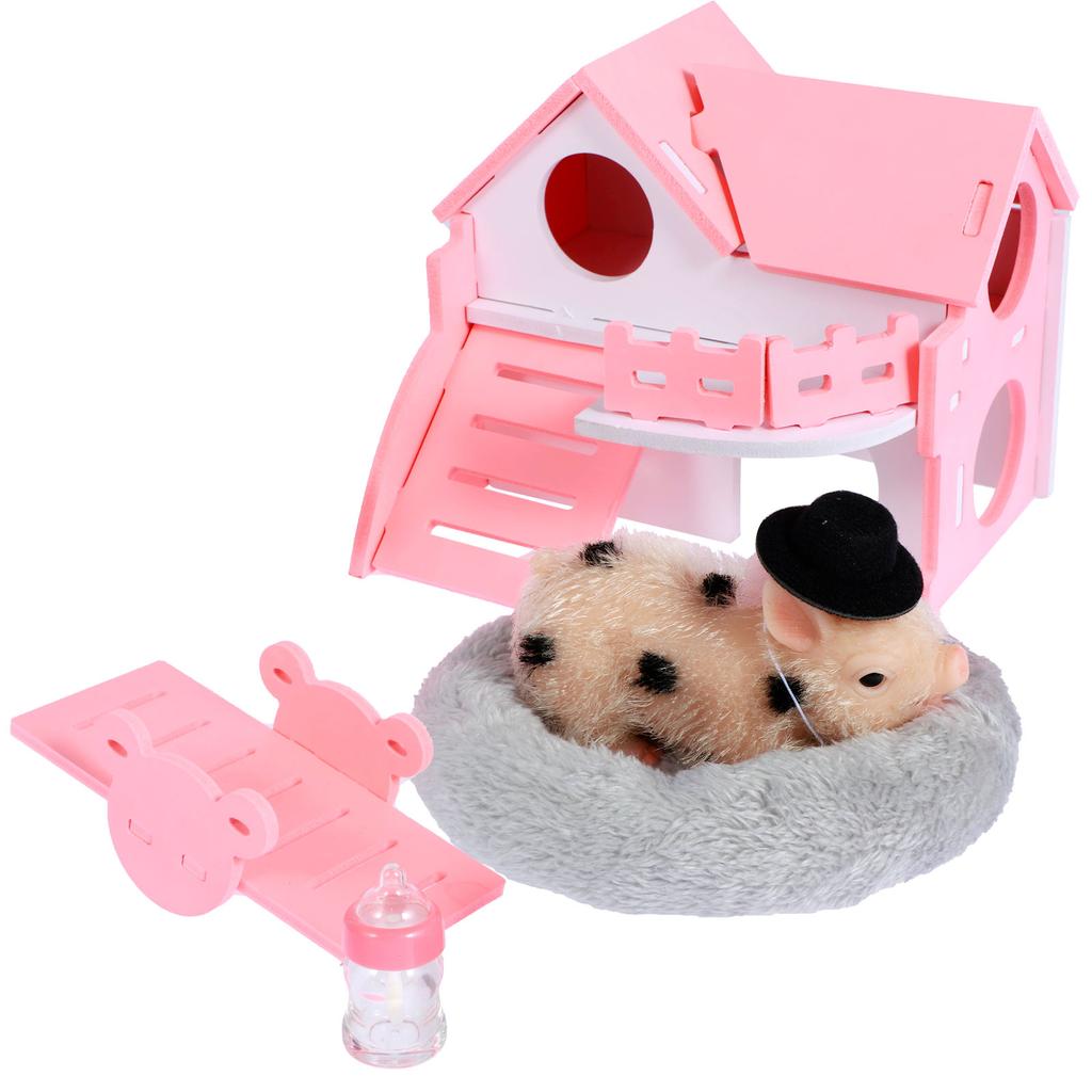 Silicone Piglet Soft Mini Realistic Pig Doll Toy Cute Newborn Silicone Piggy Ornaments with Accessories Children Christmas Gift